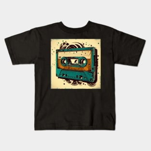 Vintage old audio cassette tape in vibrant color. Kids T-Shirt